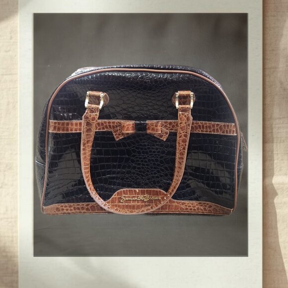 Samantha Brown Croco Black Brown Weekender Bag | Carryon Luggage | Makeup Case - Picture 1 of 7